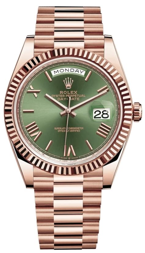 rolex day date olive green dial 60th anniversary everose 2021|olive green rolex day date 40.